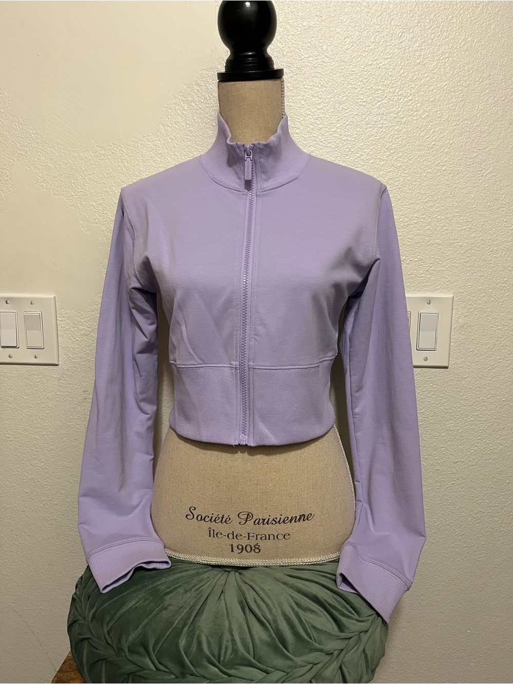 Cropped Lilac Zip-Front Bomber Jacket - Women's
